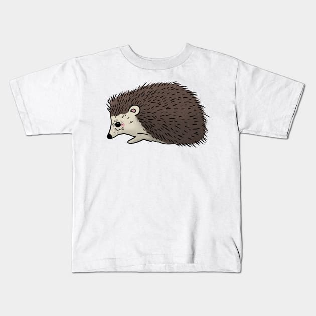 Cute hedgehog hand drawn walking to the left Kids T-Shirt by Mesyo